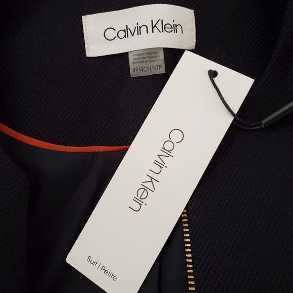 Calvin Klein Twill Zipper-Front Jacket size 4 Petite in Navy - NEW - Picture 12 of 14